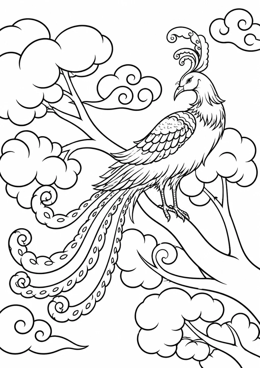 Fenghuang Coloring Page free printable coloring page