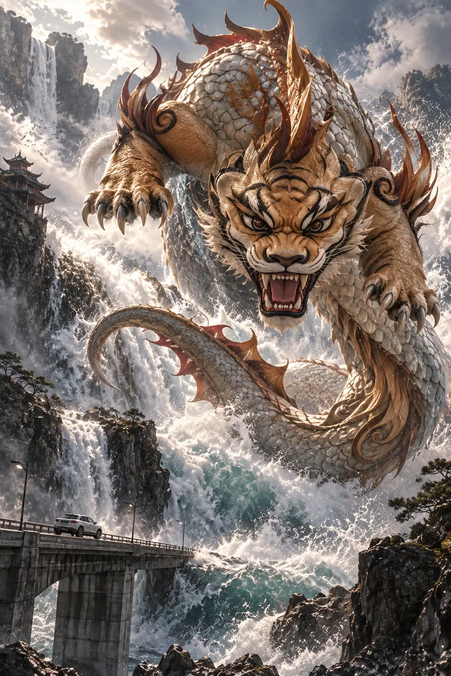 Finished Hu Jiao mythical creature artwork