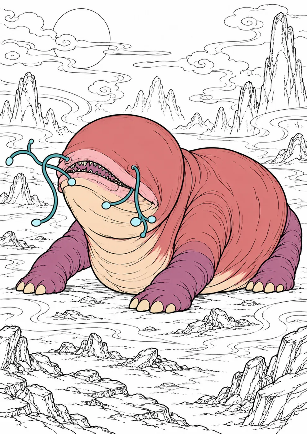 Hundun coloring inspiration with flat colors
