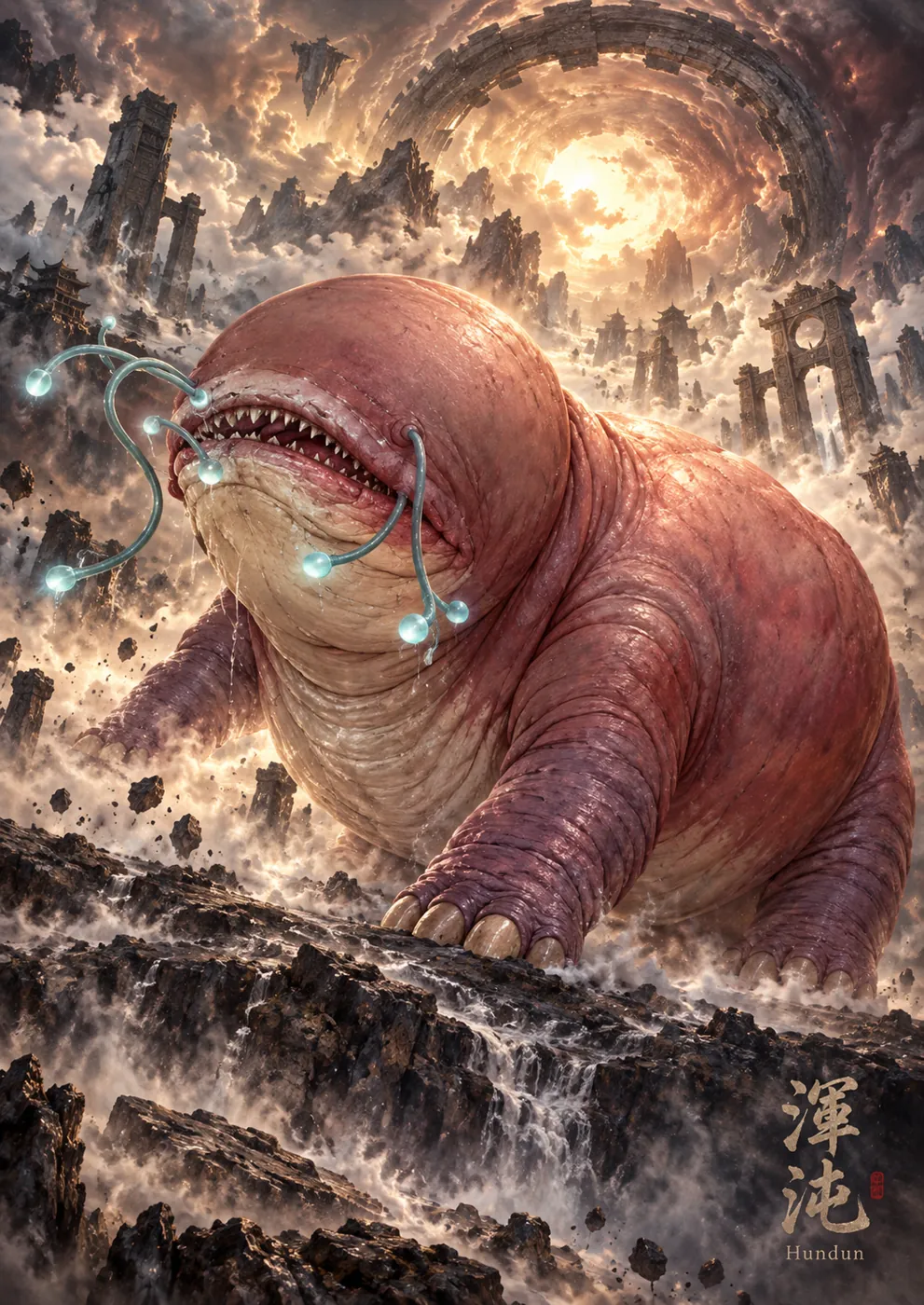 Finished Hundun mythical creature artwork