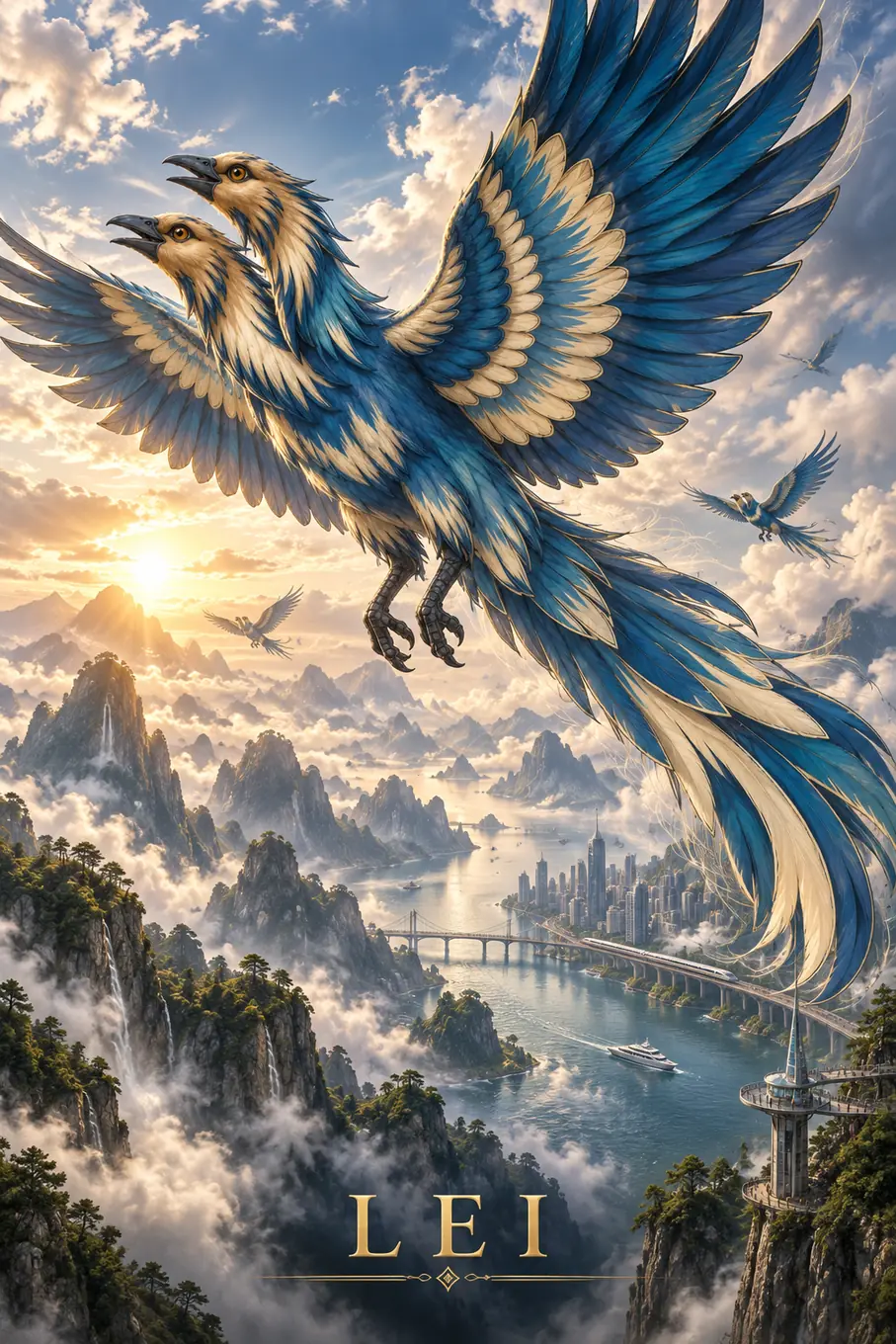 Finished Lei Bird mythical creature artwork