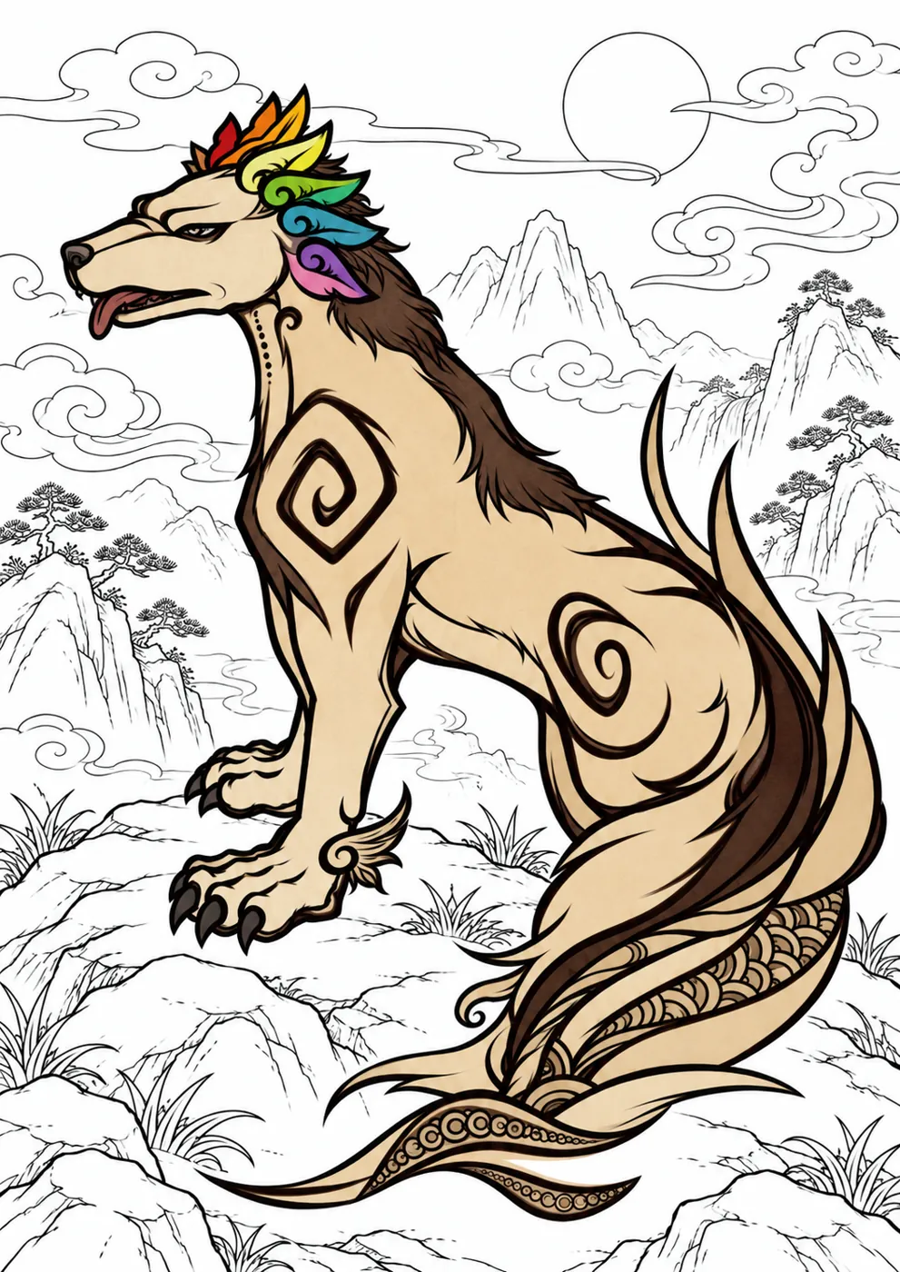 Nine-Eared Hound Coloring Page coloring inspiration