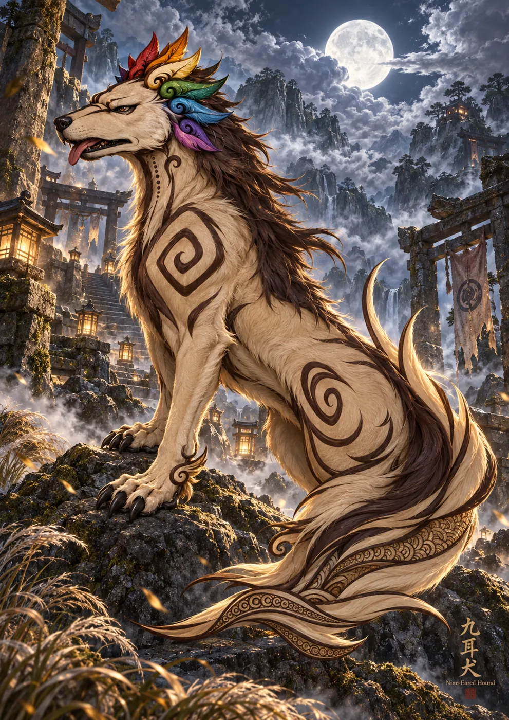 Finished Nine-Eared Hound mythical creature artwork