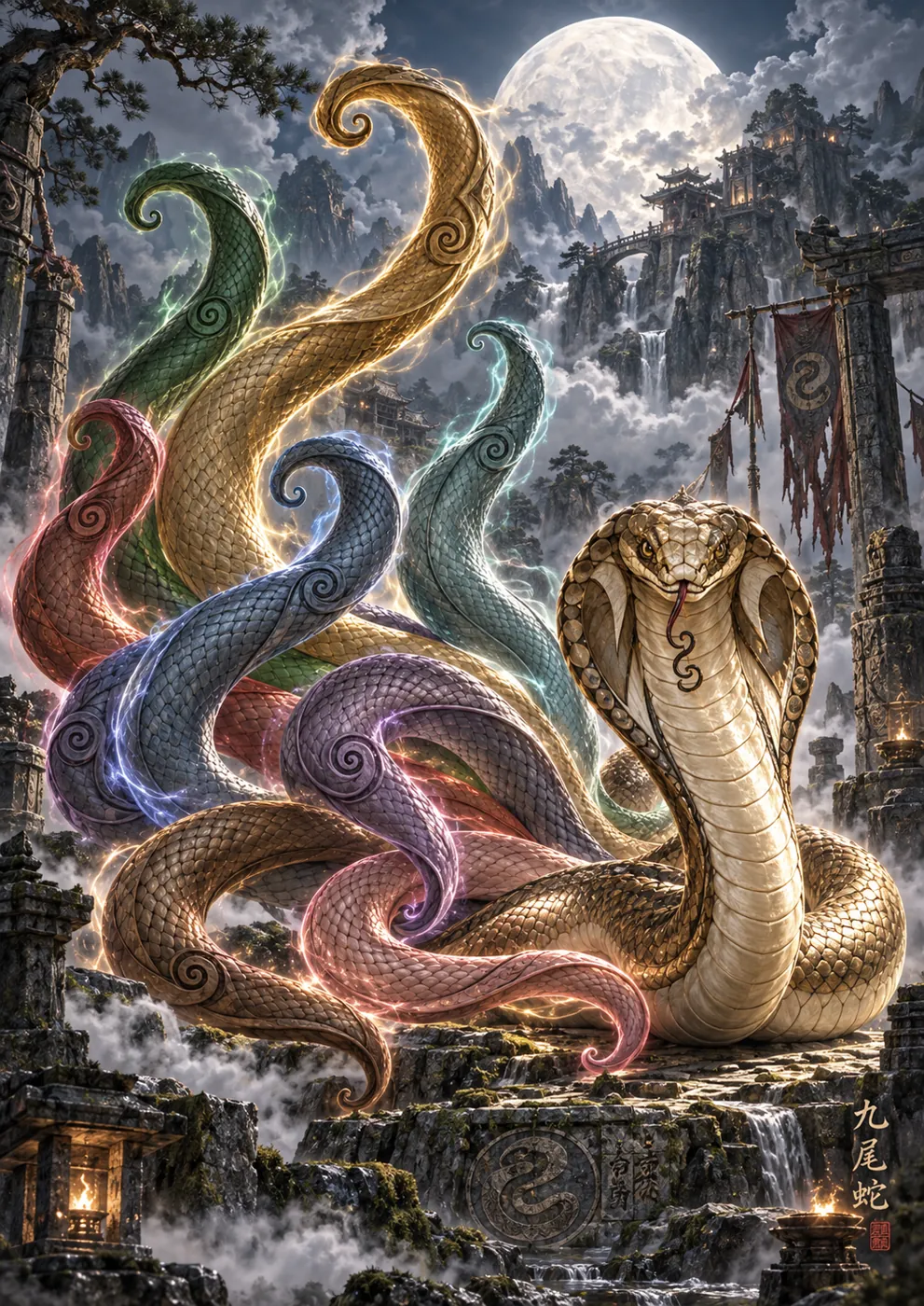 Finished Nine-Tailed Snake mythical creature artwork