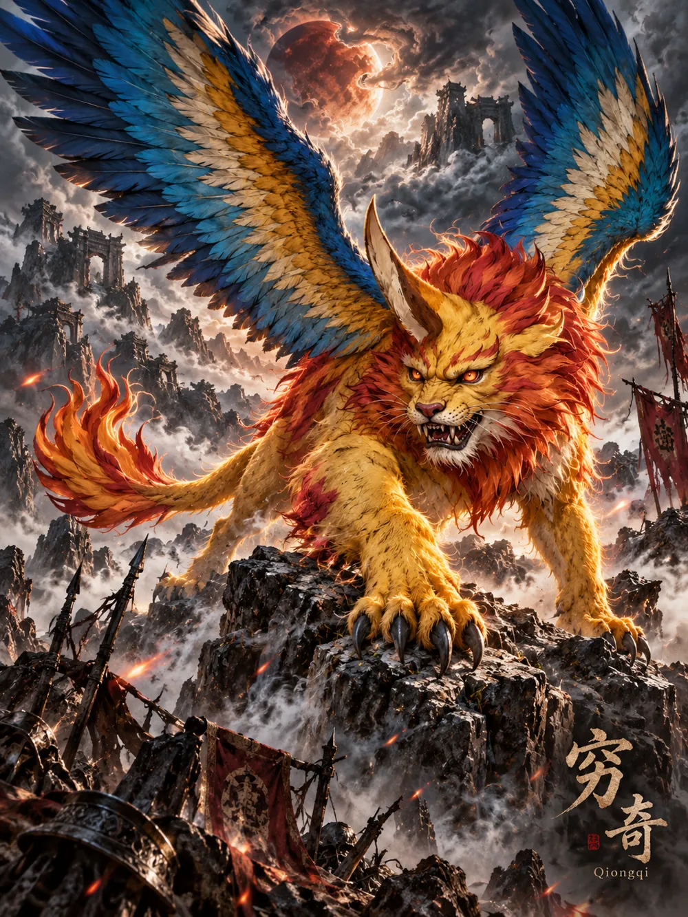 Finished Qiongqi mythical creature artwork