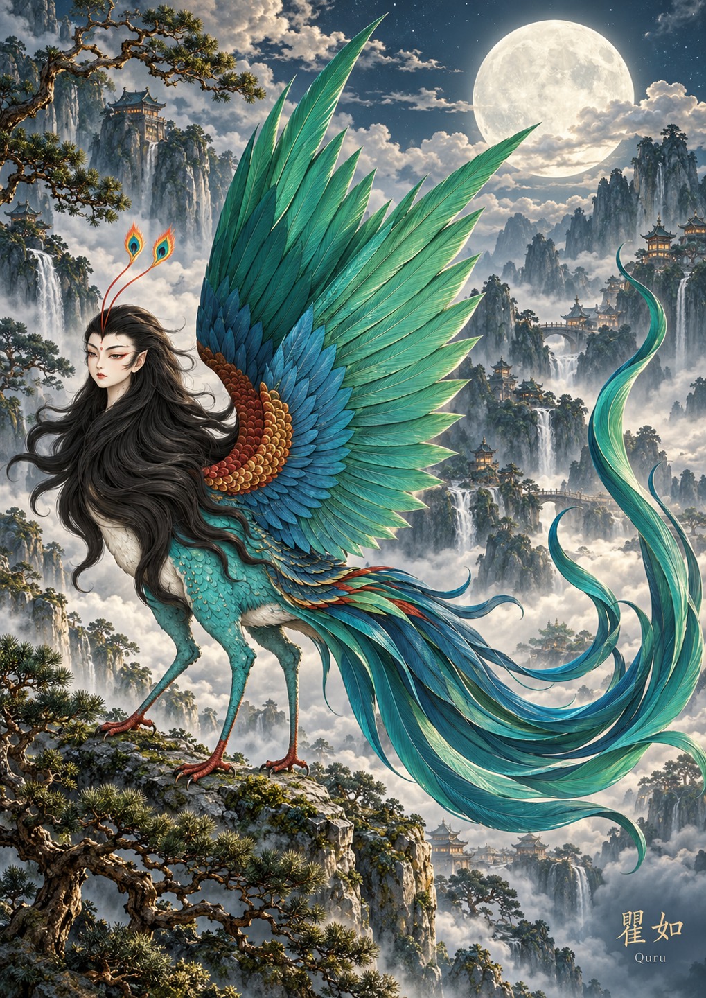 Finished Qu Ru mythical creature artwork