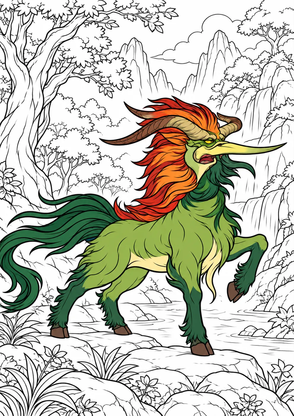 Taotie coloring inspiration with flat colors
