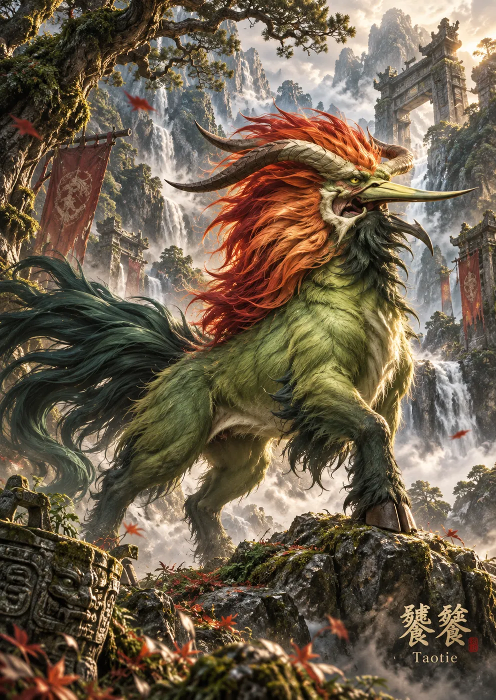 Finished Taotie mythical creature artwork