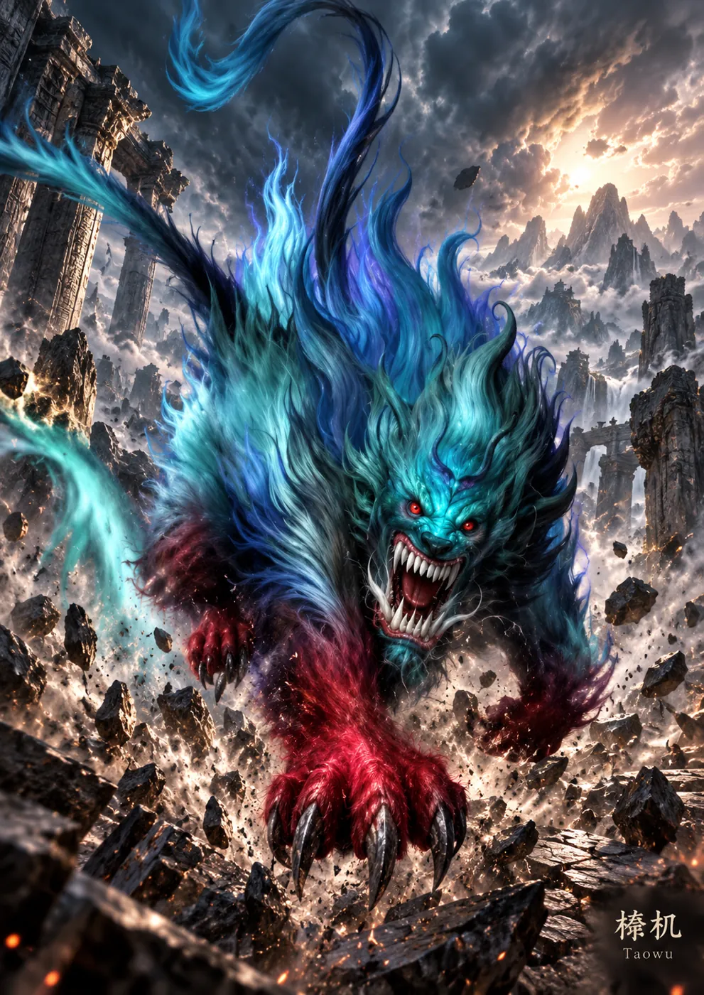 Finished Taowu mythical creature artwork
