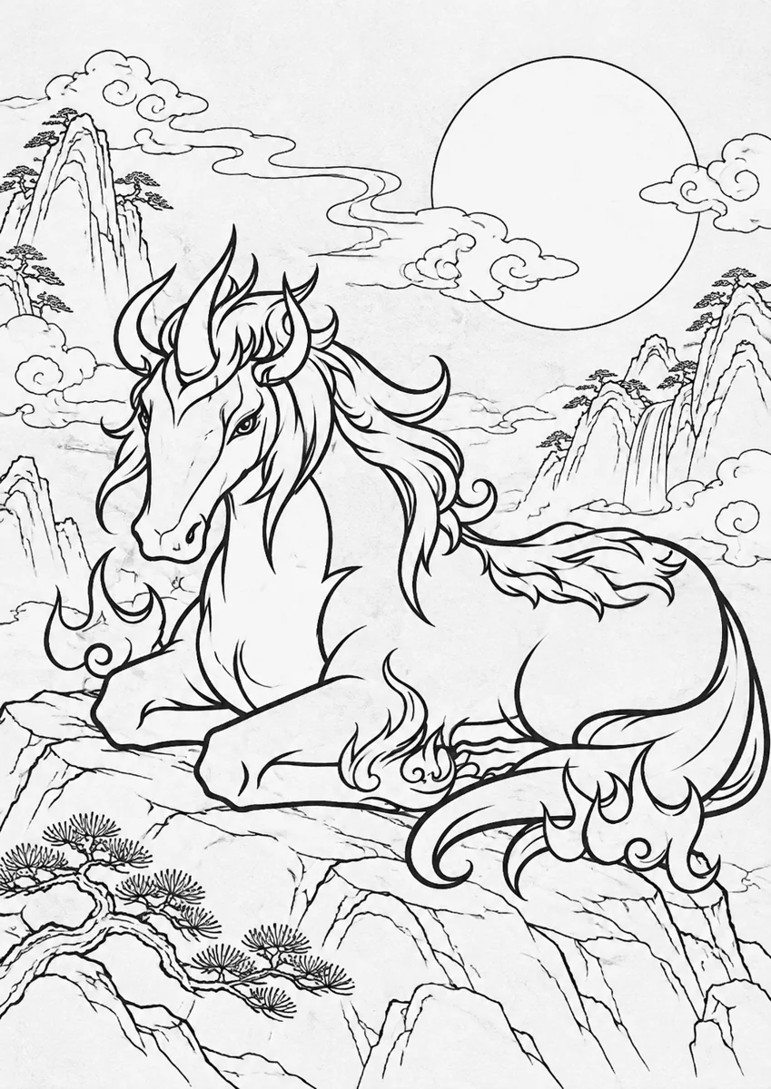 Three-Horned Beast Coloring Page free printable coloring page