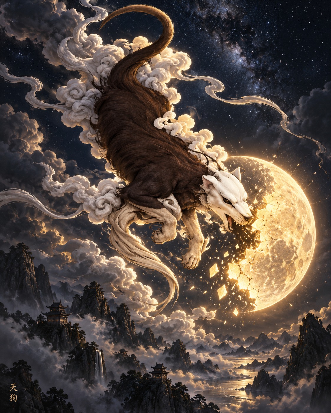 Finished Tian Gou mythical creature artwork