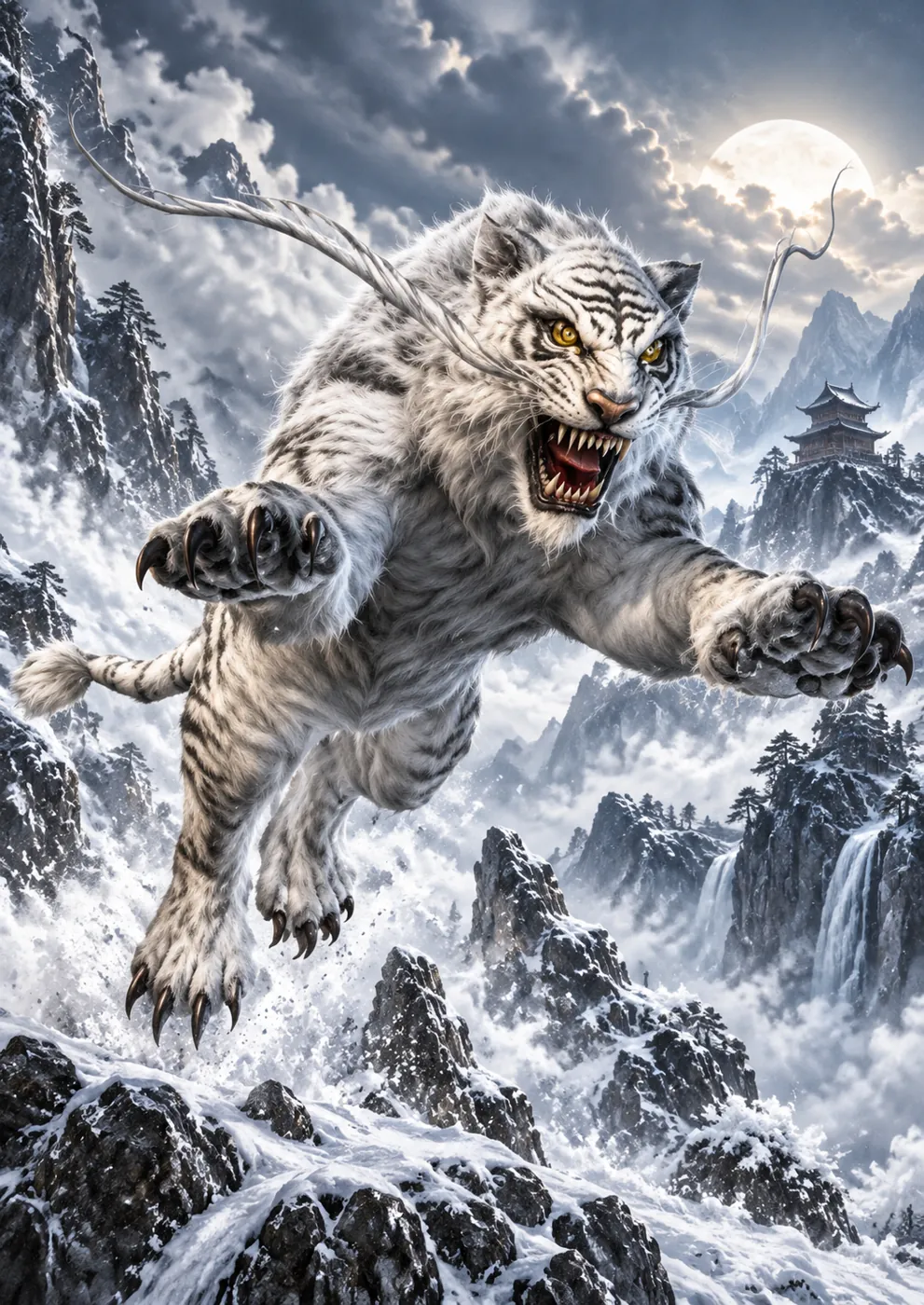 Finished White Tiger mythical creature artwork