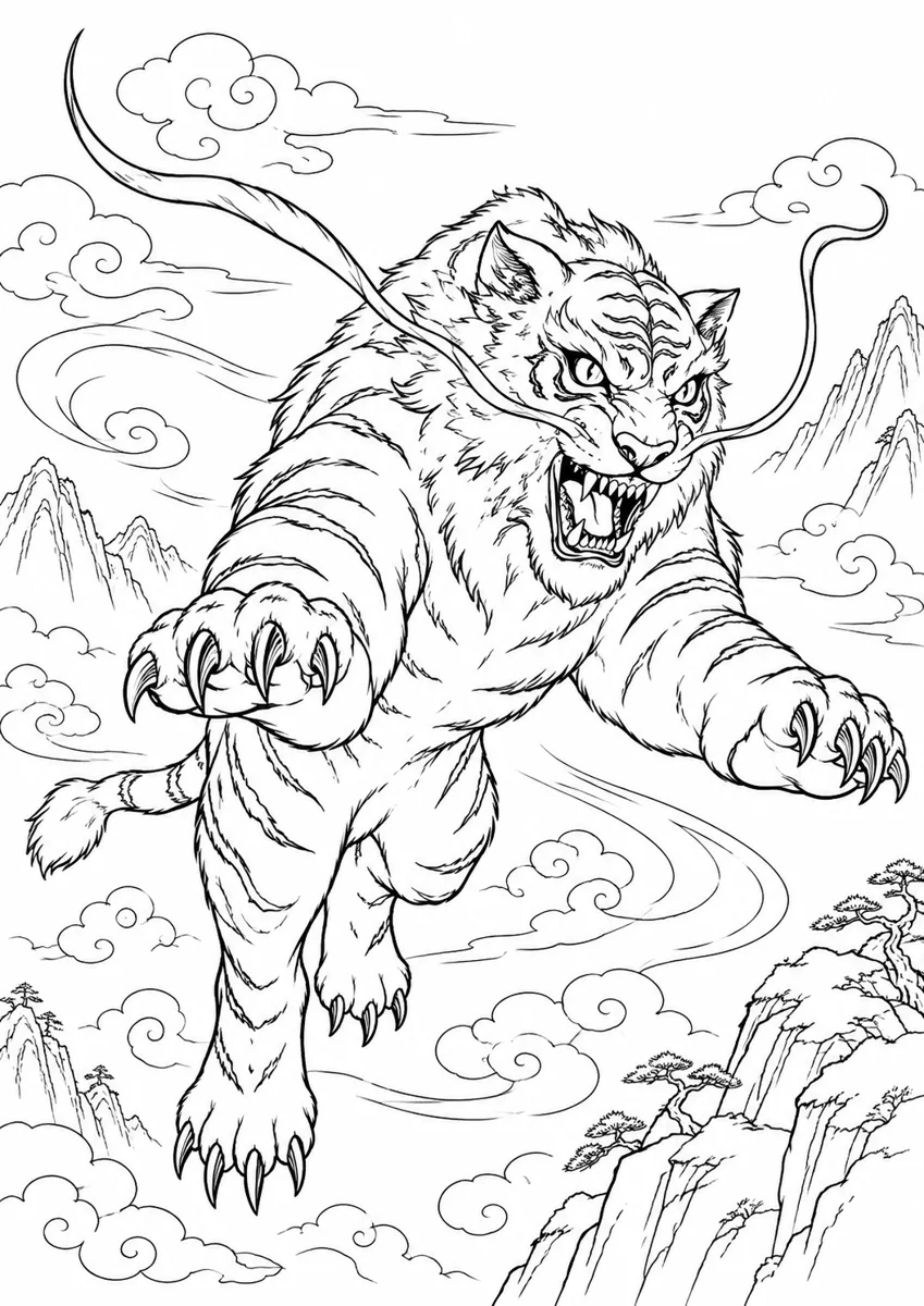 White Tiger Coloring Page free printable coloring page