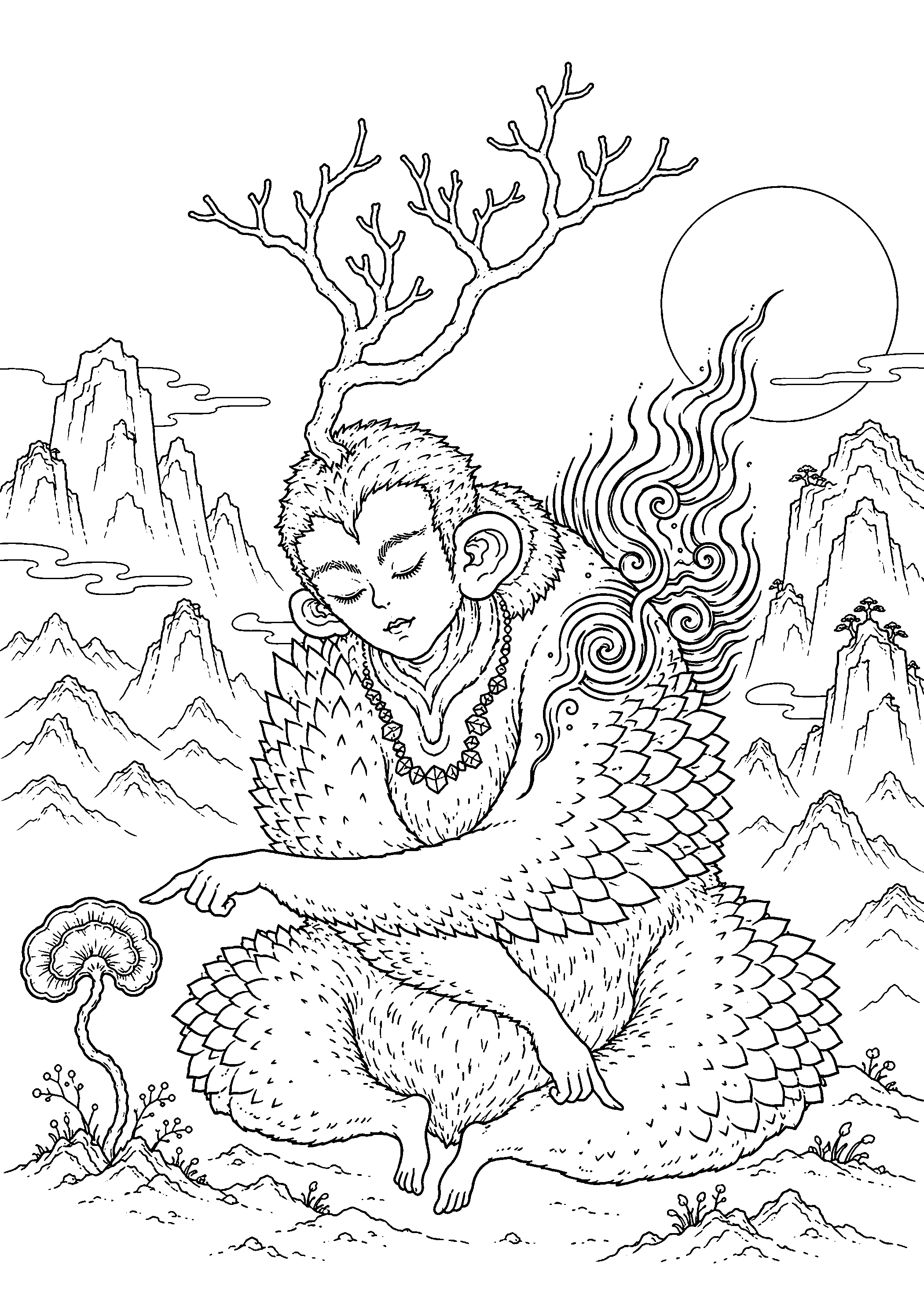 White Ape Coloring Page black-and-white coloring page