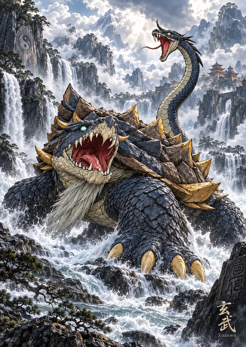 Finished Xuanwu mythical creature artwork