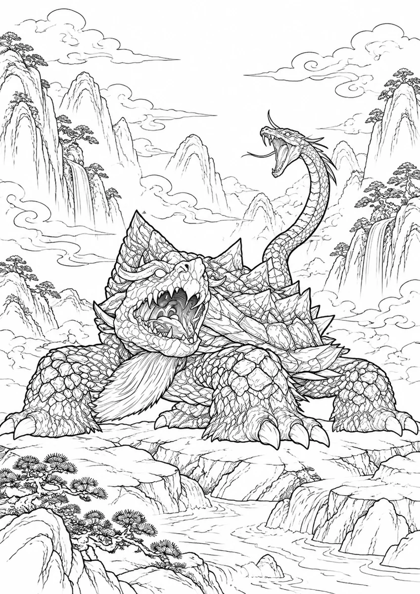 Xuanwu Coloring Page free printable coloring page