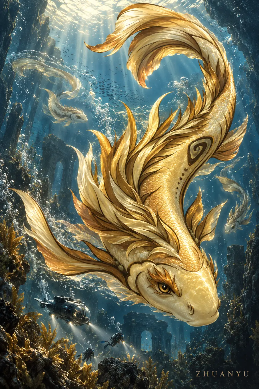 Finished Zhuan Yu mythical creature artwork