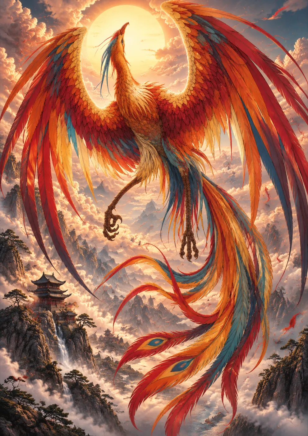 Finished Zhuque mythical creature artwork
