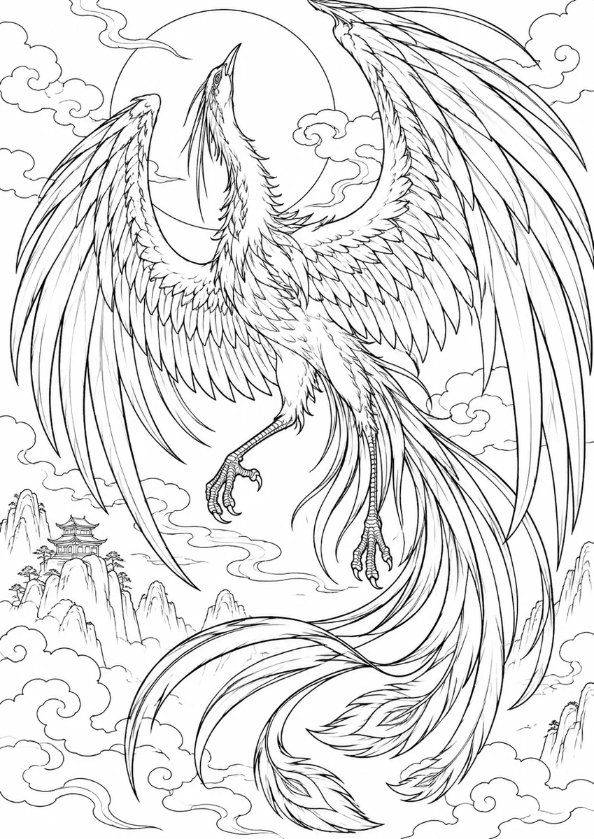 Zhuque Coloring Page free printable coloring page